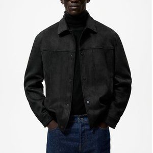 NWT Zara Faux Suede Jacket in Black